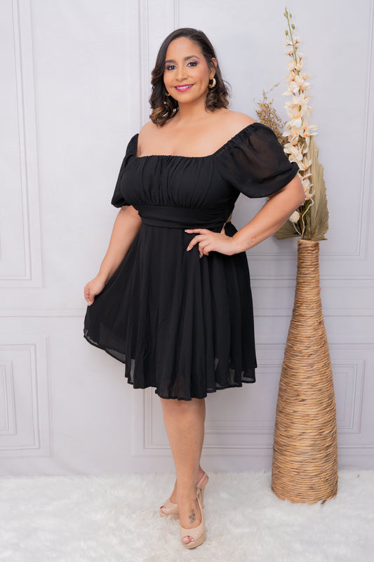 Black Puff Sleeve Dress