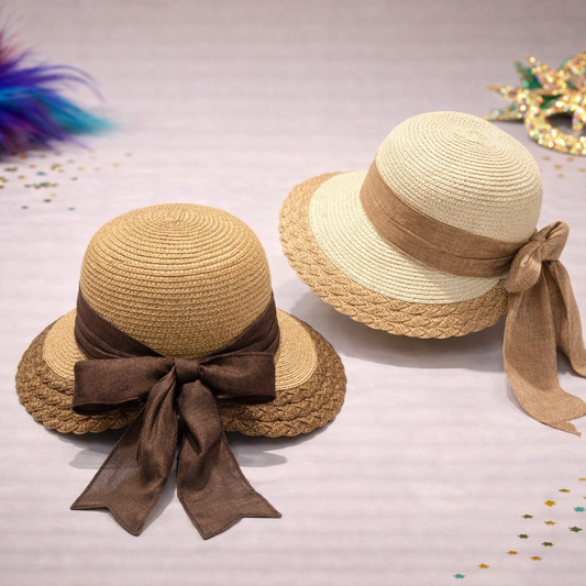 Brown Bow Straw Hat
