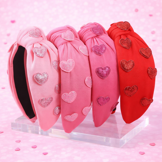 Rose Glitter Heart Headband