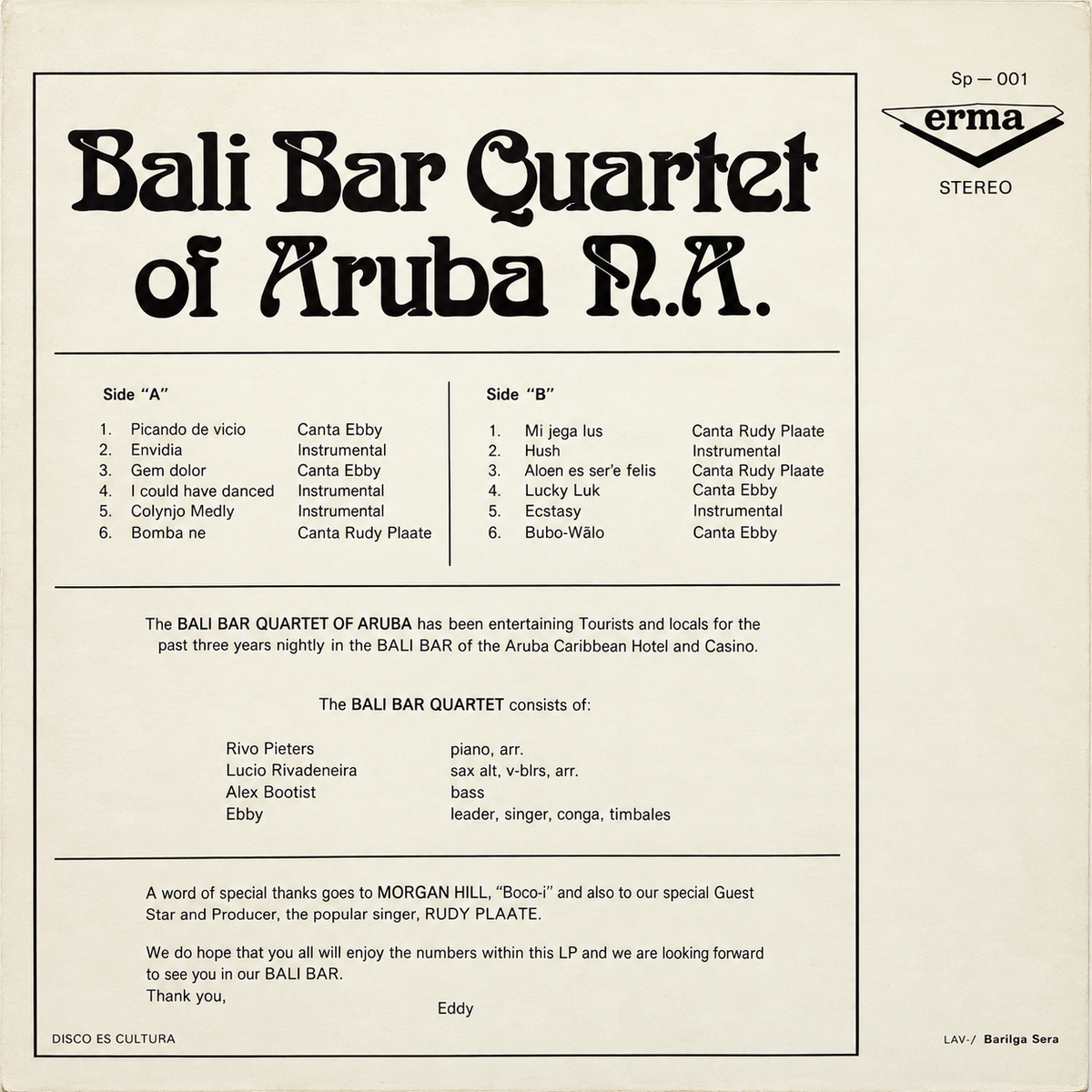 Bali Bar Quartet Of Aruba N.A.