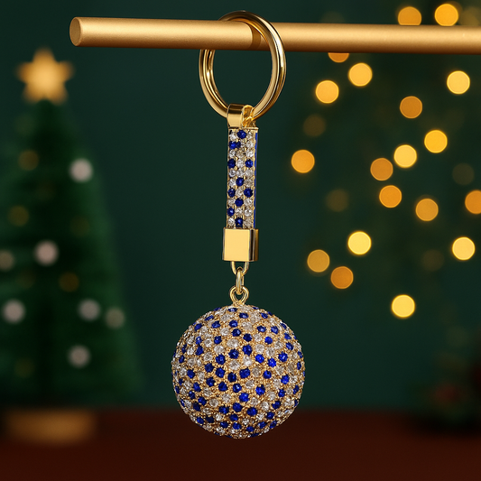 Blue Crystal Luxe Globe Keychain