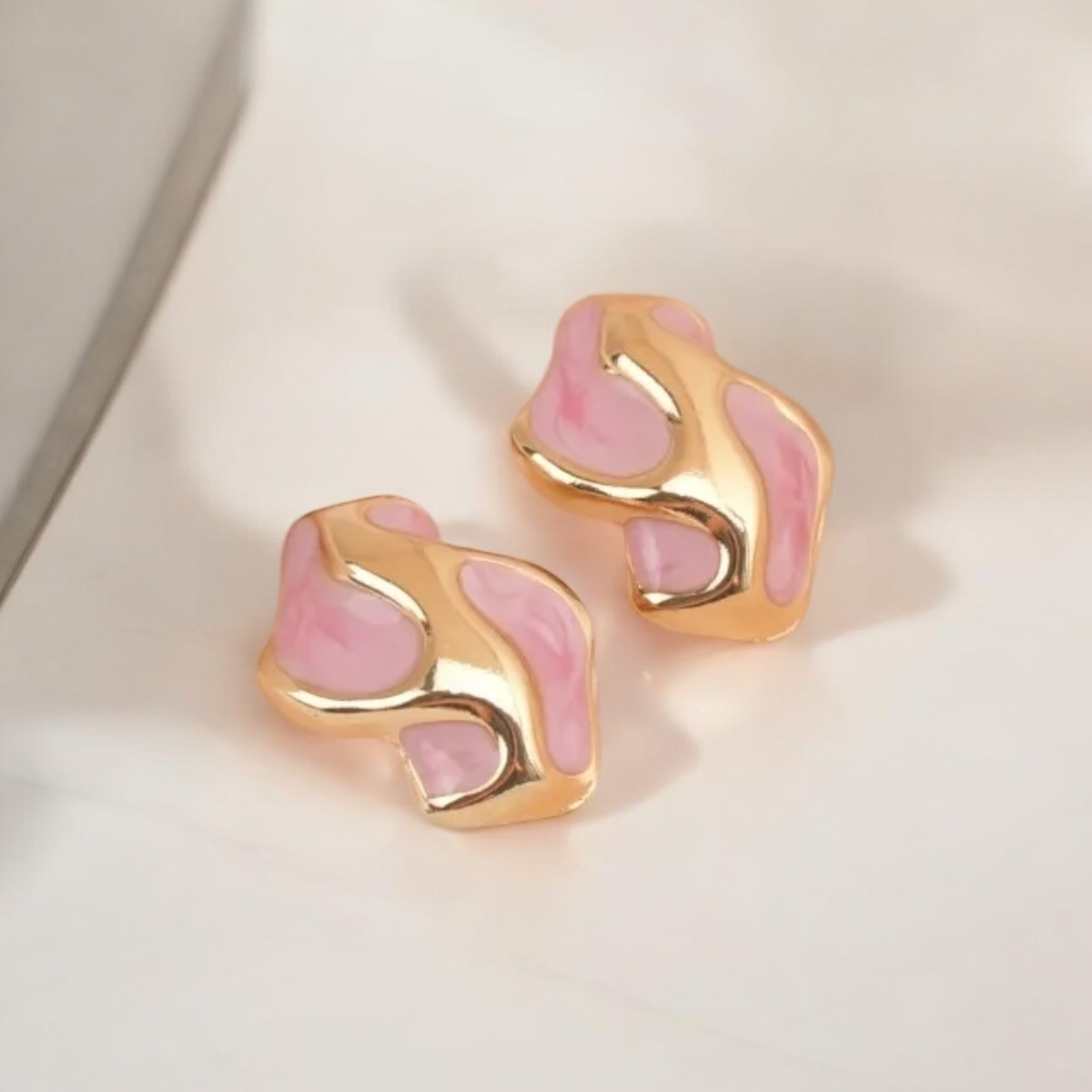 Geometric Marble Stud Earring