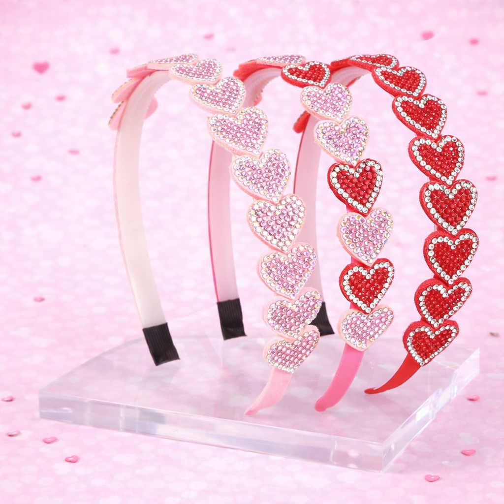 Red Sparkling Heart Slim Headband