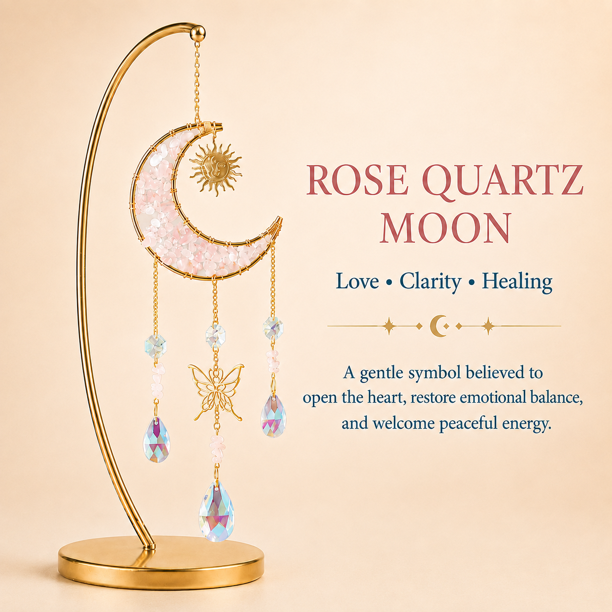Rose Quartz Celestial Butterfly Wind Chime