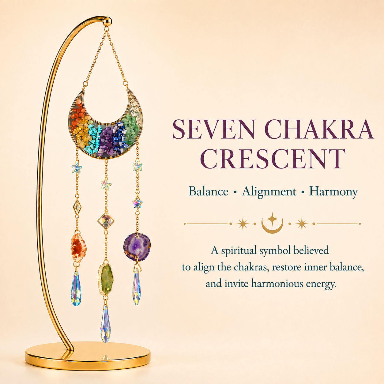 Seven Chakra Crescent Wind Chime