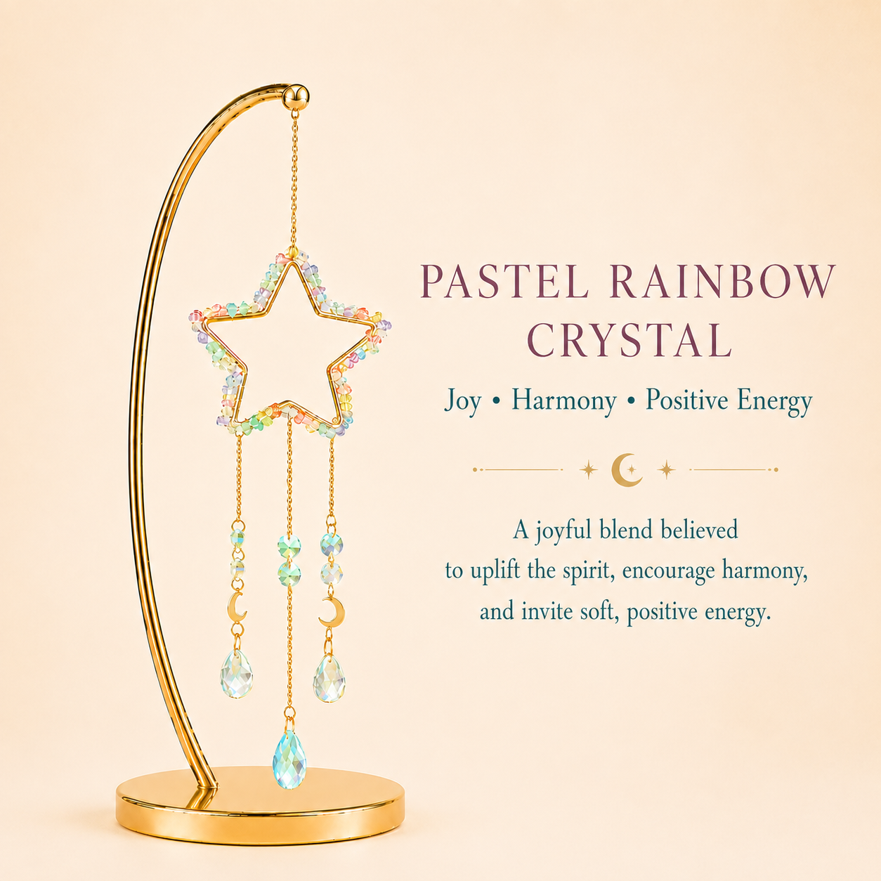 Pastel Rainbow Crystal Star Wind Chime