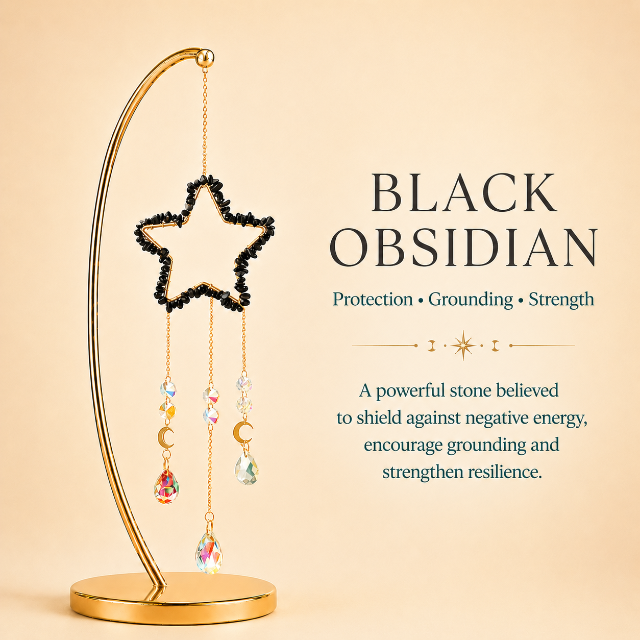 Black Obsidian Star Wind Chime