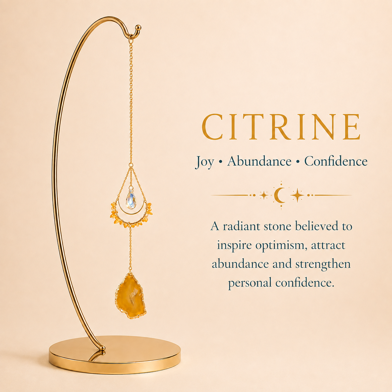 Citrine Crescent Moon Wind Chime
