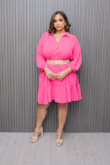 Pink Baby Doll Dress with Collar