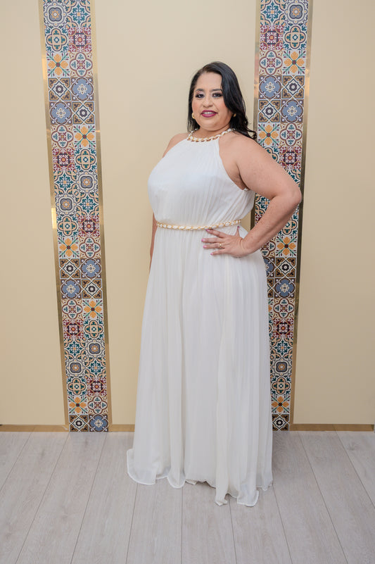 Ivory Pleated Maxi Dress
