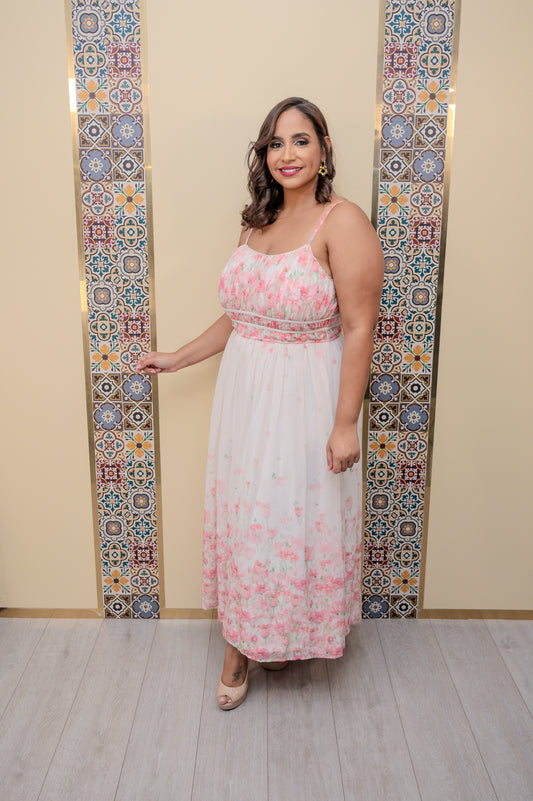 Pink Ruched Maxi Dress