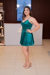 Hunter Green Corset Bustier Mini Dress
