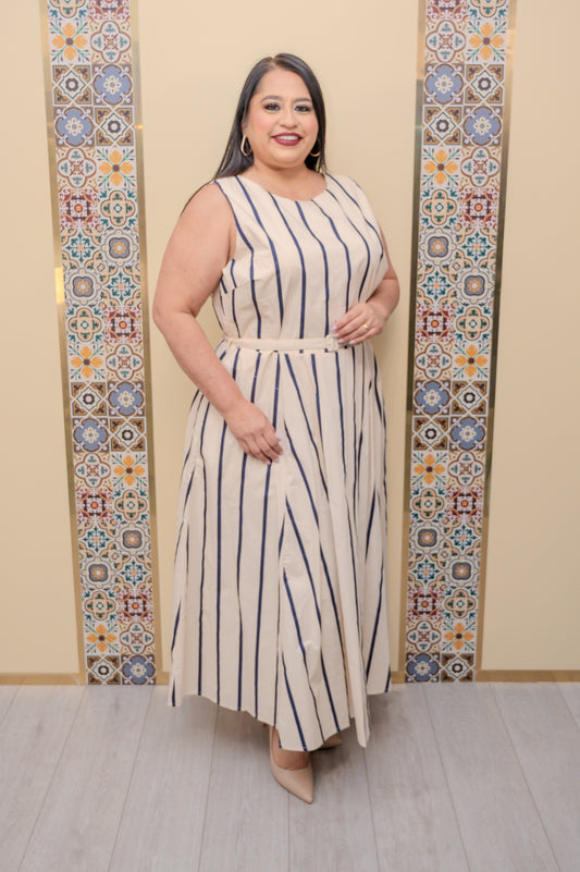 Blue Stripes Midi Dress