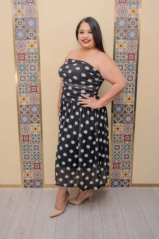 Black/Ivory Printed Tube Dress