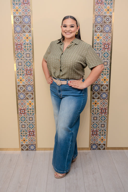 Green Polka Dots Blouse
