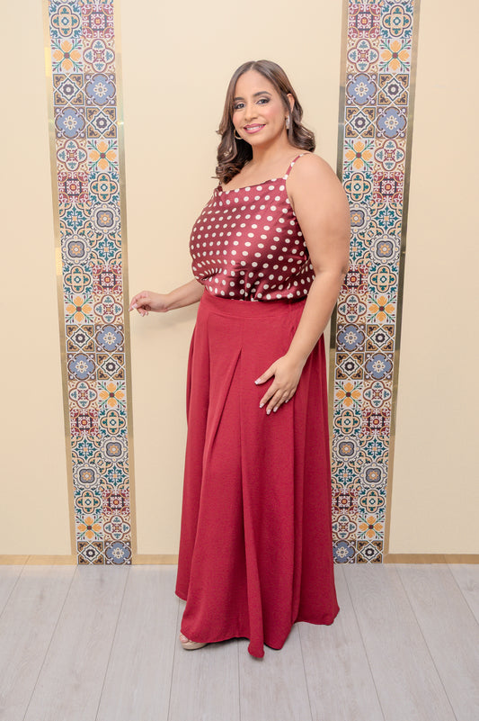 Burgundy Wide Leg Pants