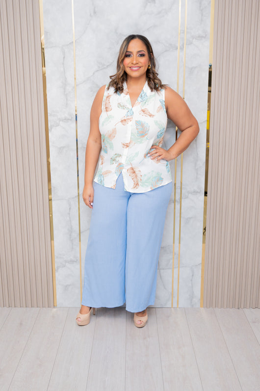 Chambray Blue Linen Pants