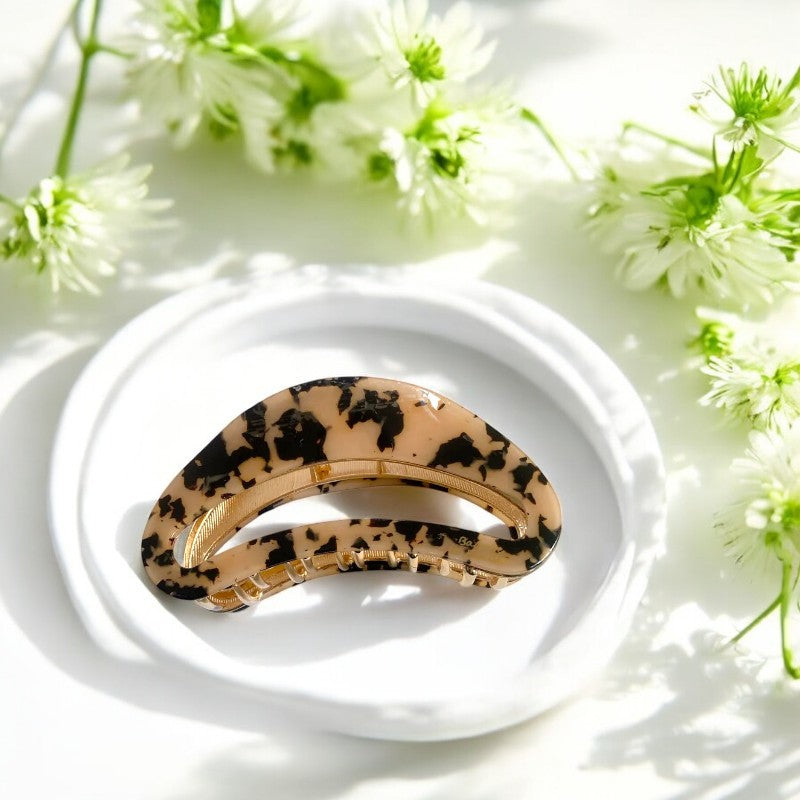 Large Marble Color Block Moon Hair Claws
