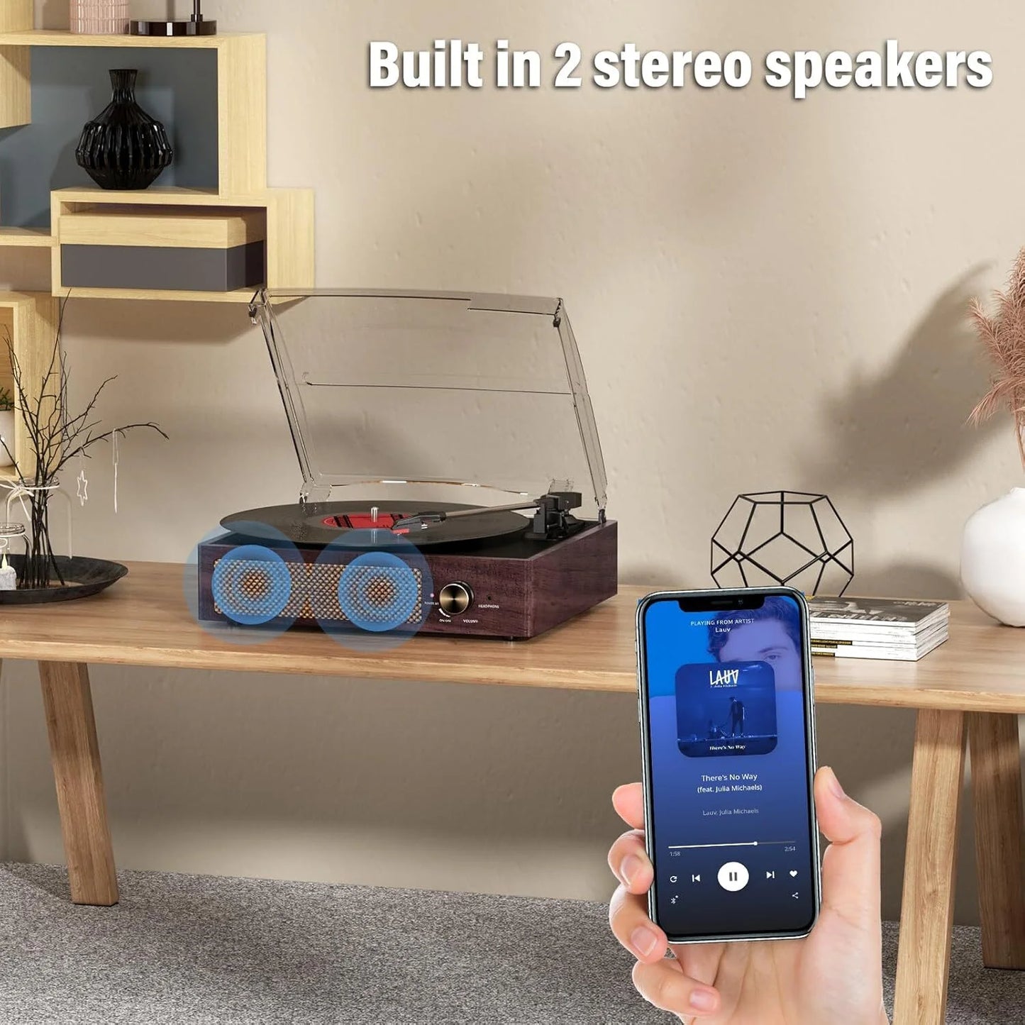 Vinyl Record Player with Speakers