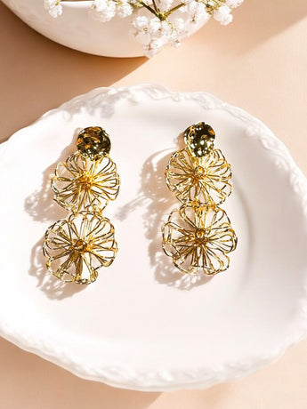 Flower Drop Statement Plated Earring