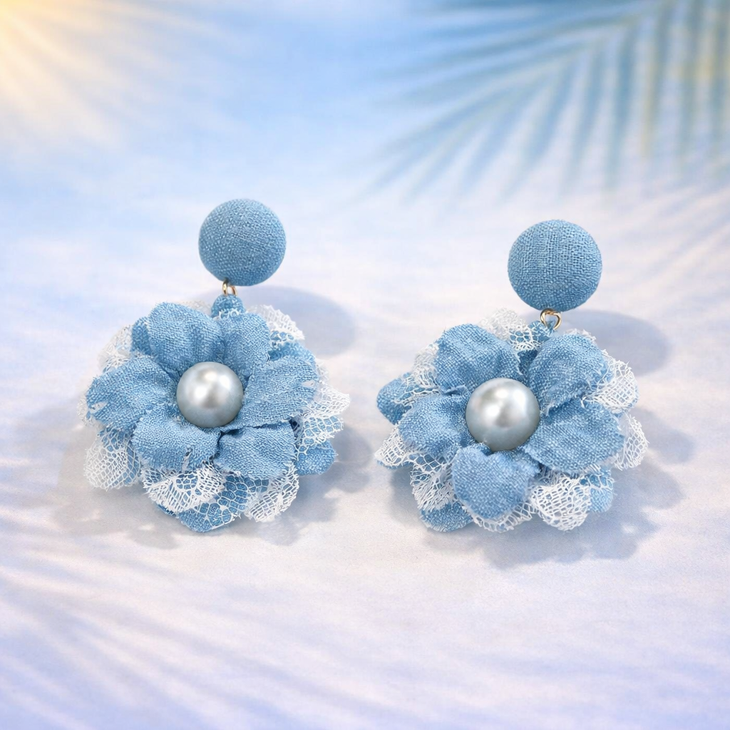 Denim Bloom Earrings