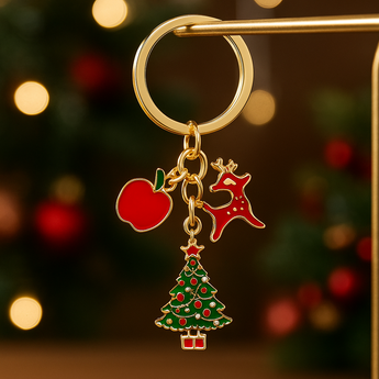 Merry Christmas Red Tree Keychain