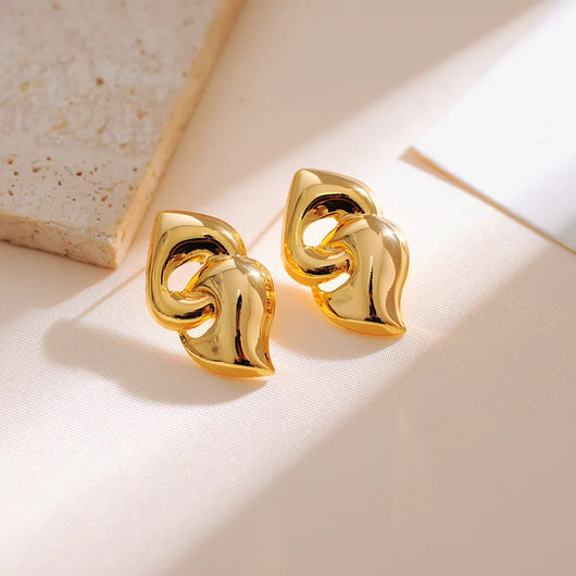 Double Buckle Gold Plated Earring