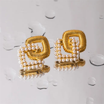 Gold Plated with Pearls Drop Earring