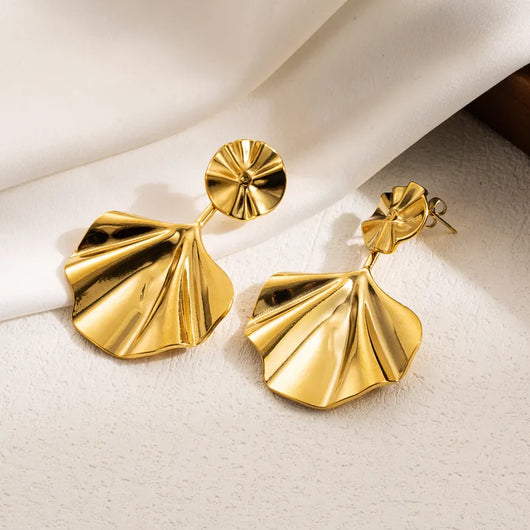 Leaf Gold Plated Drop Earring