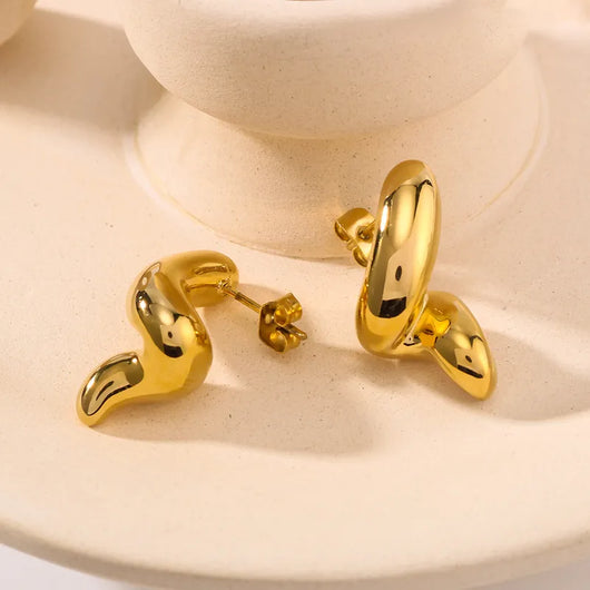 Geometric Swirl Gold Plated Stud Earring