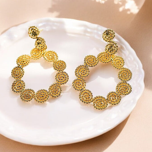 Chic Twisted Drop Statement Gold Plated Earring