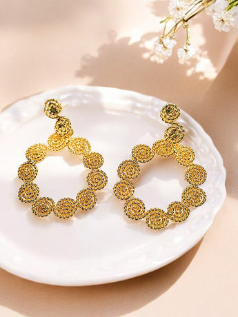 Chic Twisted Drop Statement Gold Plated Earring