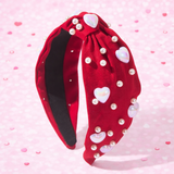 Iridescent Heart Pearl Red Headband