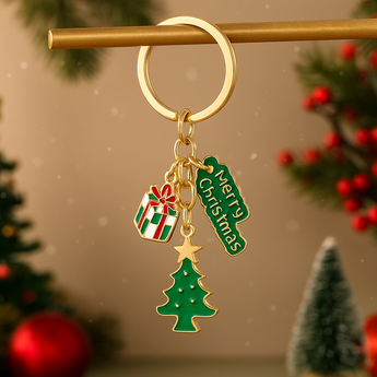 Merry Christmas Green Keychain