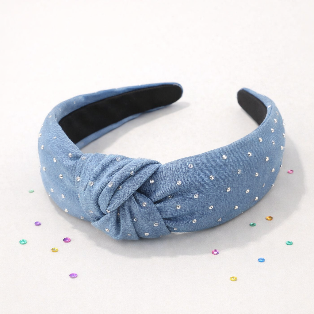 Light Blue Crystal Knot Headband
