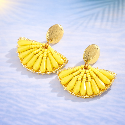 Sunshine Yellow Tropical Fan Earring