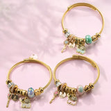 Teal Elephant and Charms Bangle