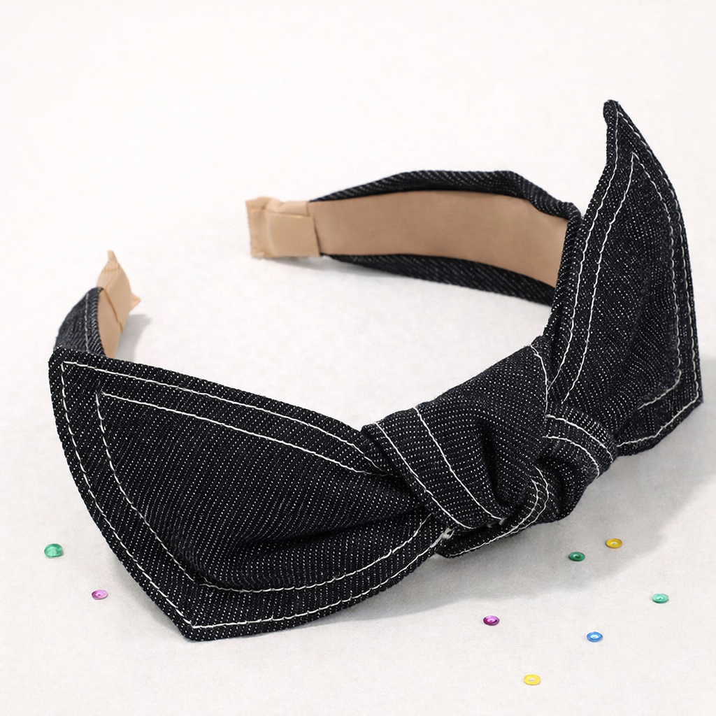 Navy Denim Bow Headband
