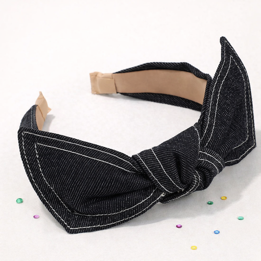 Navy Denim Bow Headband