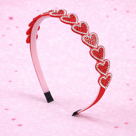Red Sparkling Heart Slim Headband