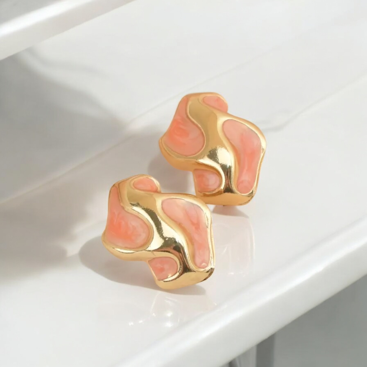 Geometric Marble Stud Earring