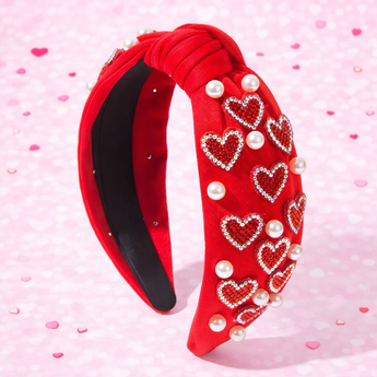 Red Rhinestone Heart Headband