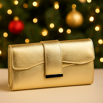 Gold Luna Metallic Clutch