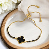 Four Leaf Clover Adjustable Bracelets with Rhinestones