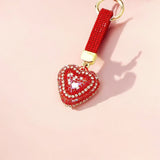 Red Rhinestone Bursting Heart Keychain