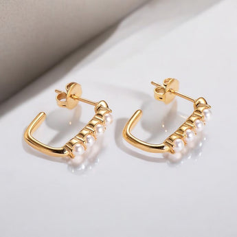 Rectangle Earring with Pearls