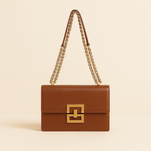 Brown Trendy Lock Clasp Shoulder Bag