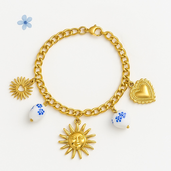 Blue Porcelain and Charms Bracelet