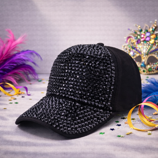 Black Rhinestone Cap