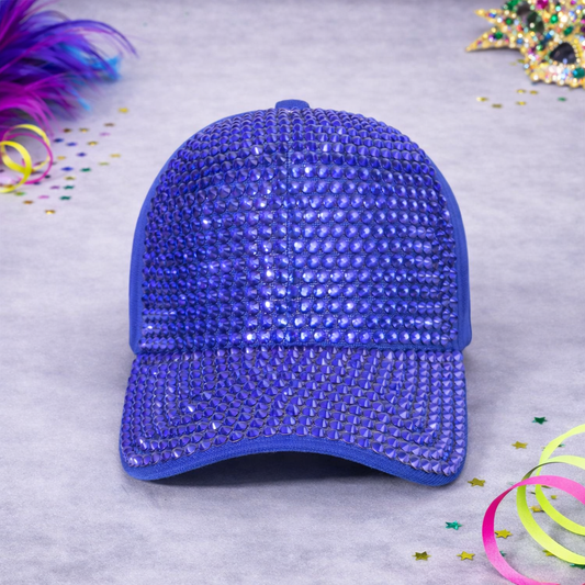 Royal Blue Rhinestone Cap